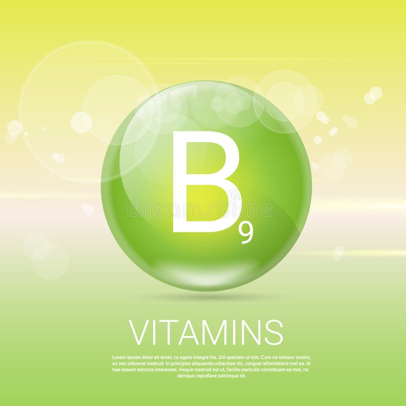 Vitamins B9 Healthy Life Concept Banner with Copy Space Stock Vector