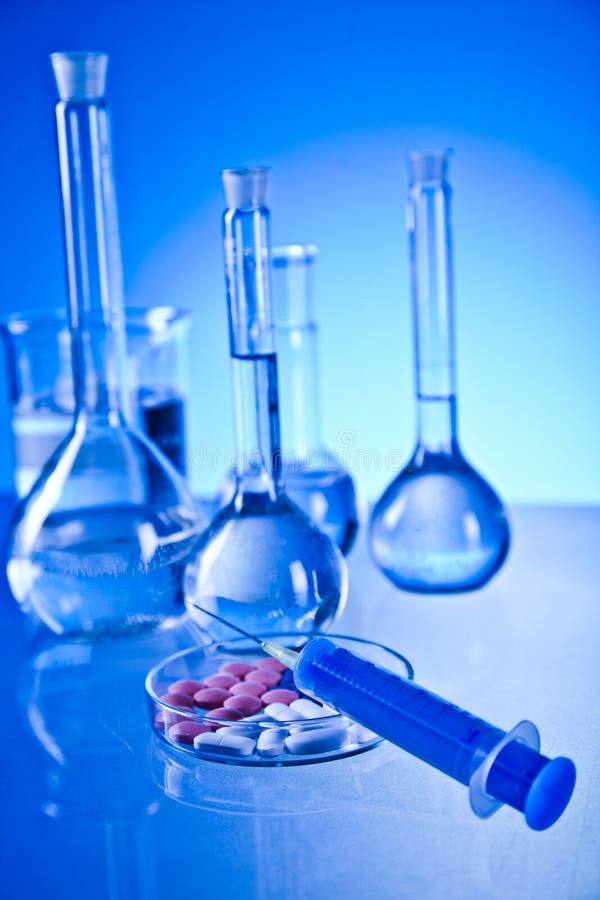 Vitamins and laboratory stock photo. Image of beakers 20485694