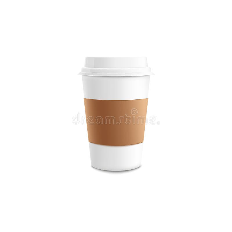 Vitbok eller plast- takeaway kaffekopp med den bruna muffmodellen royaltyfri illustrationer Vitbok eller plast- takeaway kaffekopp med den bruna muffmodellen royaltyfri illustrationer