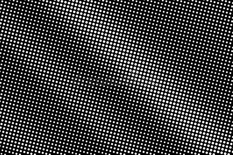 Vitprickar på svart bakgrund Liten rastrerad vektortextur Diagonal dotworklutning Monokrom halvton royaltyfri illustrationer