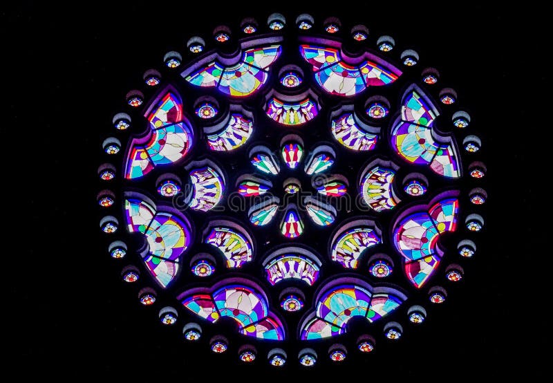 A round stained glassed windows in a church in Mynmar. A round stained glassed windows in a church in Mynmar