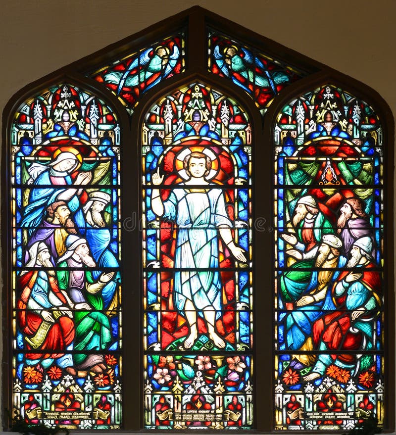 Vitral De La Iglesia Episcopal De San Pablo Imagen de archivo - Imagen