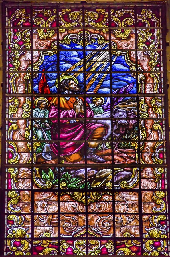Vitral Jesus Basilica Santa Iglesia Collegiata Madrid España fotos de archivo Vitral Jesus Basilica Santa Iglesia Collegiata Madrid España fotos de archivo