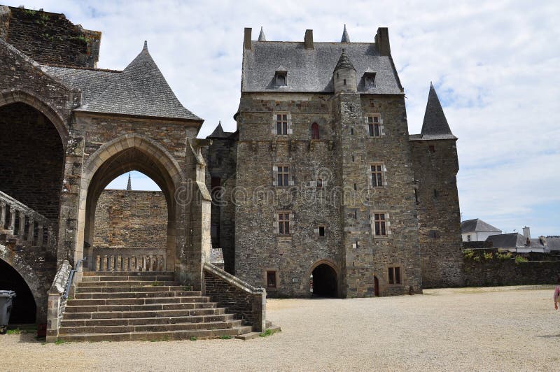 Vitré, la Bretagne, France. Cour intérieure de château principal