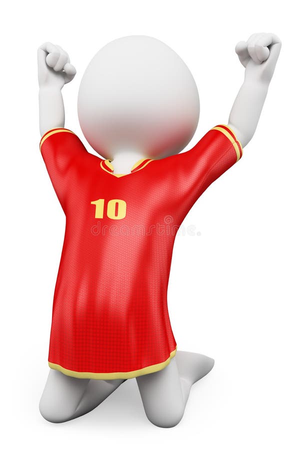 vitt folk 3D. Fotbollspelare som firar ett mål stock illustrationer vitt folk 3D. Fotbollspelare som firar ett mål stock illustrationer