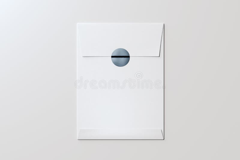 Vitt tomt kuvert med den gråa glansiga klistermärken framf? rande 3d royaltyfri illustrationer
