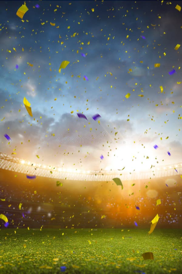 Vittoria di campionato del campo di calcio dell'arena dello stadio di sera immagine stock Vittoria di campionato del campo di calcio dell'arena dello stadio di sera immagine stock