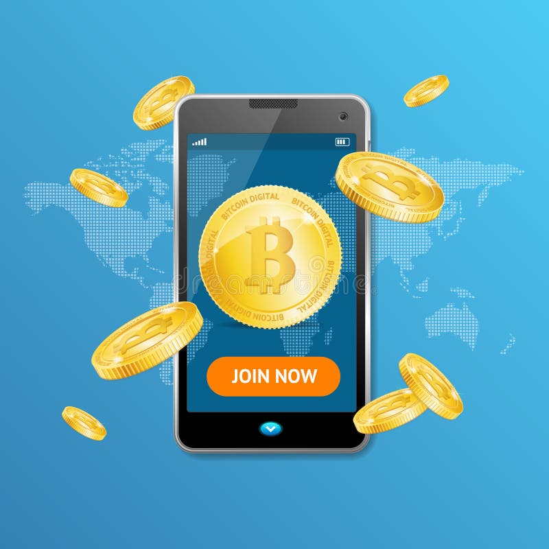 Vittoria dorata di concetto di estrazione mineraria di Bitcoin Vettore illustrazione vettoriale Vittoria dorata di concetto di estrazione mineraria di Bitcoin Vettore illustrazione vettoriale