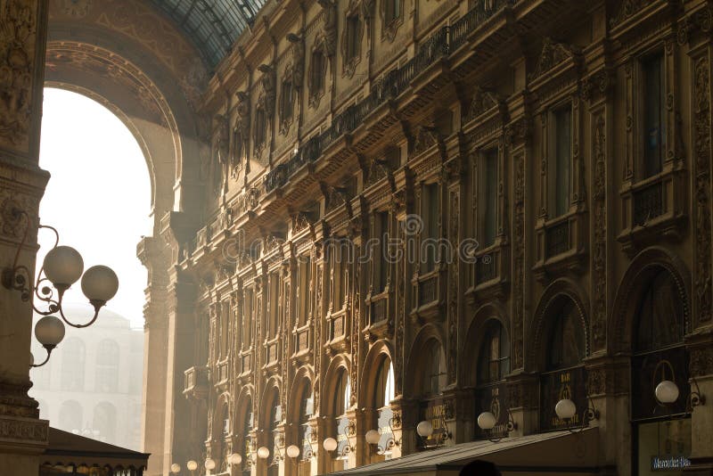 Vittorio Emanuele Gallery interior architecture in Milano, Italy. Vittorio Emanuele Gallery interior architecture in Milano, Italy