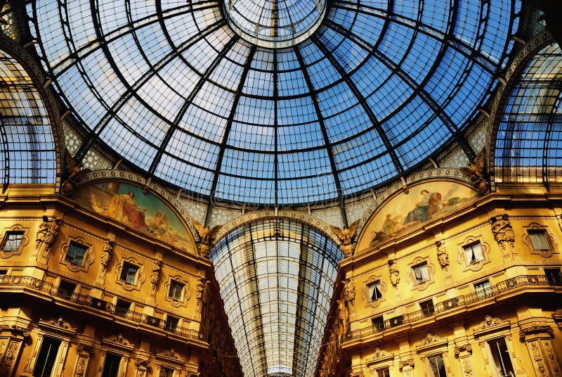 The Galleria Vittorio Emanuele II. The dome above arcades. Shopping Center in Milan, Italy. The Galleria Vittorio Emanuele II. The dome above arcades. Shopping Center in Milan, Italy.