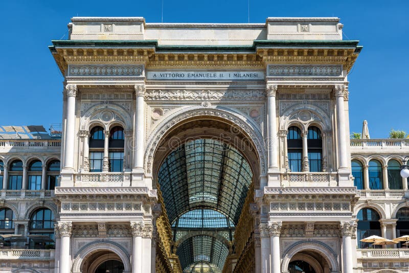 Galleria Vittorio Emanuele II on the Piazza del Duomo Cathedral Square in Milan, Italy. This gallery is one of the world`s oldest shopping malls and tourist attraction of Milan. Galleria Vittorio Emanuele II on the Piazza del Duomo Cathedral Square in Milan, Italy. This gallery is one of the world`s oldest shopping malls and tourist attraction of Milan.