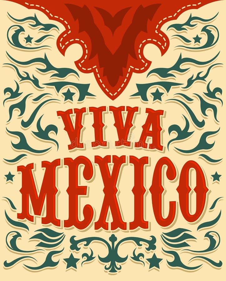 Viva Mexico - Mexicaanse vakantieaffiche - westelijke stijl stock illustratie Viva Mexico - Mexicaanse vakantieaffiche - westelijke stijl stock illustratie