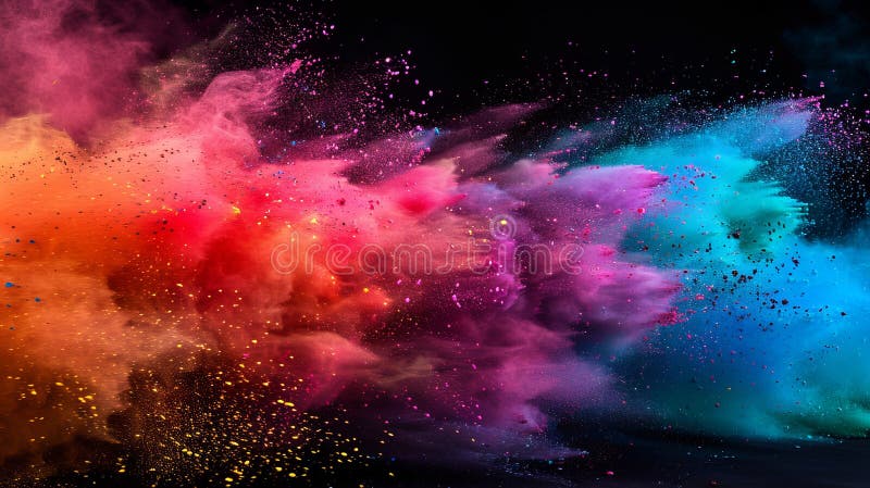 Vibrant abstract color explosion with dark background. This artistic image showcases a dynamic burst of colors blending royalty free stock images