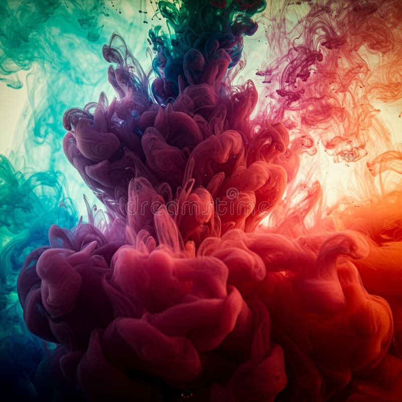 A vivid, abstract formation of swirling ink-like clouds in water. The image displays a vector illustration