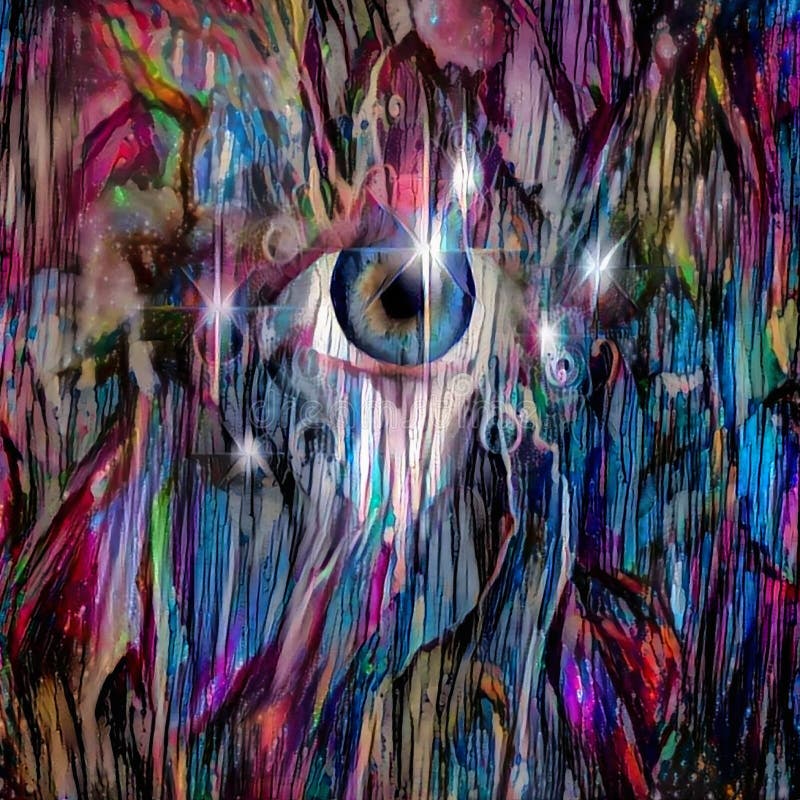 Eye in colorful space stock illustration
