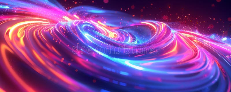 A vivid backdrop showcasing a spectrum of neon colors in swirling, wave-like patterns, creating an energetic and exciting visual effect. AI generated