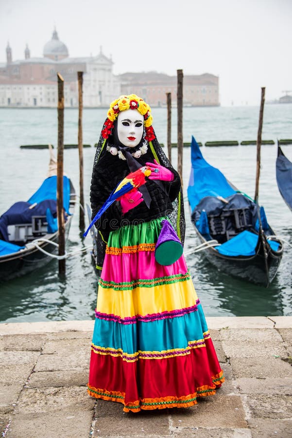 Vivid Colorful Costume Inspired by Frida Kahlo in the Venice Carnival  Editorial Image - Image of decorative, conceal: 175737490