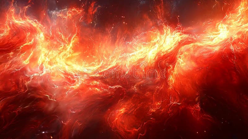 Fiery Cosmic Nebula - Abstract Space Scene for Digital Art and Design Generative AI stock illustration