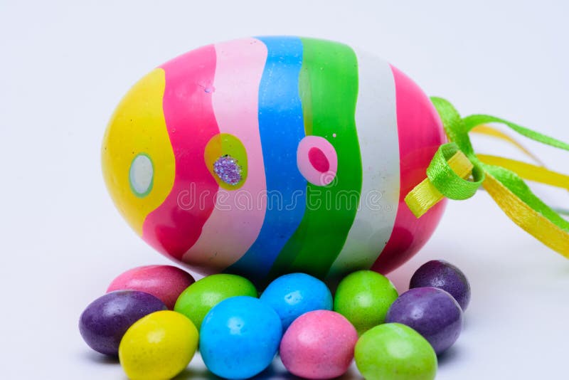 Vivid egg with jelly beans stock photo. Image of tasty 90320094
