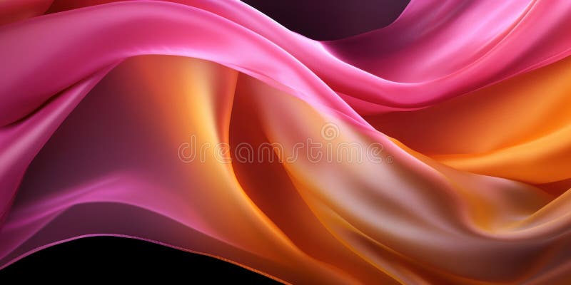 Vivid flowing pink and orange silk fabric art with dramatic lighting royalty free illustration