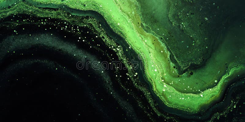 Vivid Green Flow In Cosmic Abyss. vector illustration