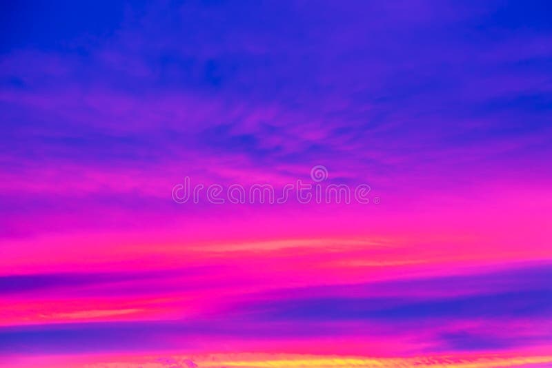 Vivid Saturated Beautiful Sunset Sky in Pink, Purple and Blue Colors ...