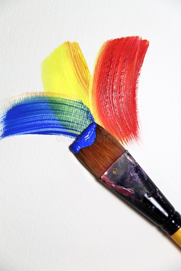 Wet paintbrush stock image. Image of yellow, rainbow 35206397