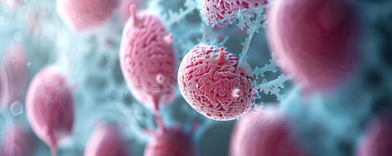 Vivividiellt färgad human cell under ett mikroskop-integrerat genetiskt material med hänsyn till detaljerad cellmembranstrukturcel vektor illustrationer