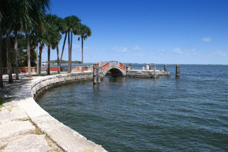 Vizcaya is an estate or villa in a North Italian sixteenth-century style on Biscayne Bay in Miami, Florida, designed for James Deering as a winter residence. The estate originally consisted of 180 acres, including the main house, formal gardens, extensive lagoon gardens, and a village that serviced the property. The main house was built between 1914 and 1916, while the construction of the complicated gardens and the village continued into the early 1920s. During these latter years labor and materials were difficult to acquire as a result of World War I. Vizcaya is noteworthy for adapting European cultural traditions to Miami's subtropical landscape.