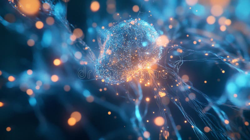 Vizualizare abstractă futuristă a particulelor și neuronilor interconectați royalty free illustration
