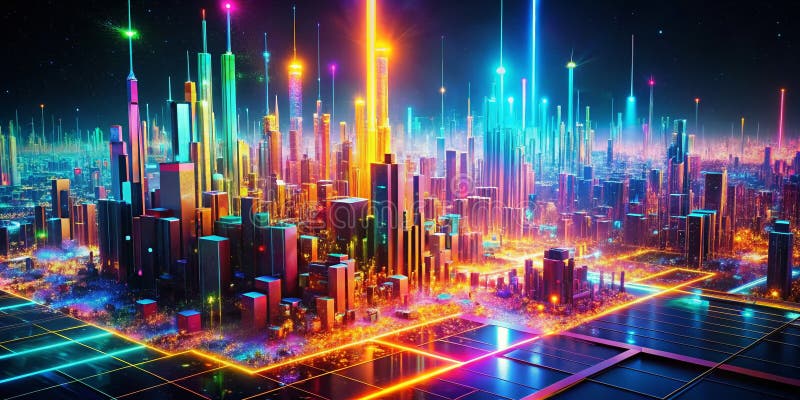 Vizualizare dinamică 3D a datelor. Un fundal abstract futurist Glitch Art, perfect pentru design-uri axate pe tehnologie stock illustration