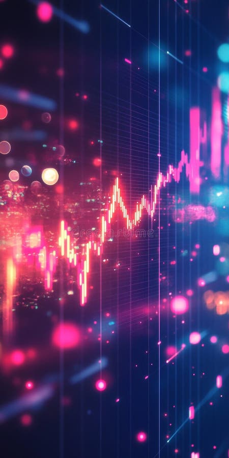 Vizualizare dinamică a datelor financiare abstracte cu ajutorul graficului colorat și al formelor de undă digitale royalty free illustration