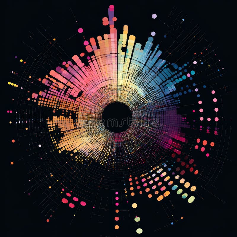 Vizualizare dinamică a datelor : O reprezentare abstractă colorată a rețelelor tehnologice vector illustration
