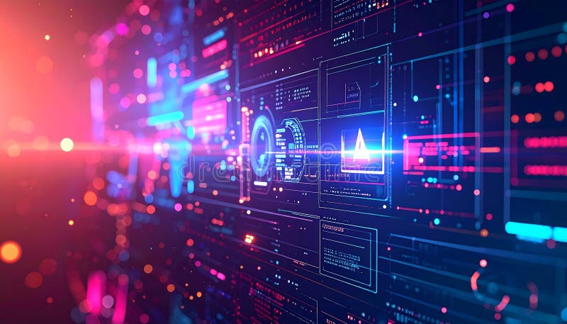 Vizualizarea dinamică a datelor detalii spațiu digital artă abstractă artă mediu futurist vizualizare de închidere stock illustration