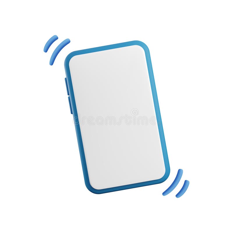 Viñeta vectorial 3d sonando el smartphone. Representación realista y simple de la imagen de la pantalla de un smartphone blanco va stock de ilustración