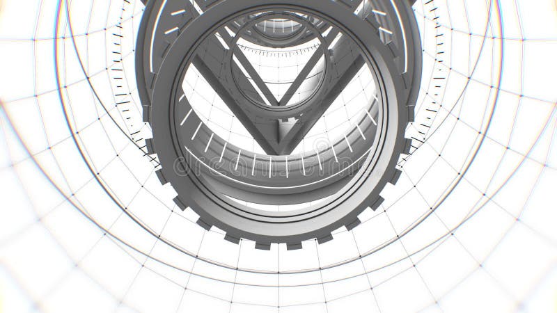 Vj abstract space tunnel grid with 3D geometries seamless loop animation. It can be useful as digital audio vector illustration