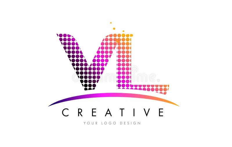 VL Modern Letter Logo Design With Red Swoosh And Dots. Royalty