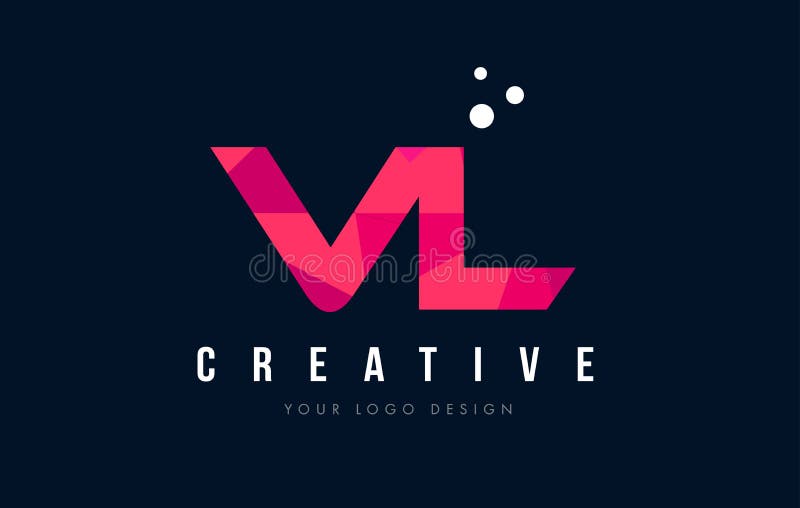 VL V L Letter Logo with Pink Purple Color and Particles Dots Design., Stock vector