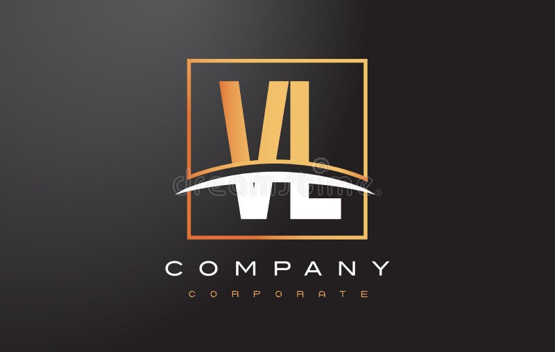 VL V L lettre d'or Logo Design avec la place et le bruissement d'or