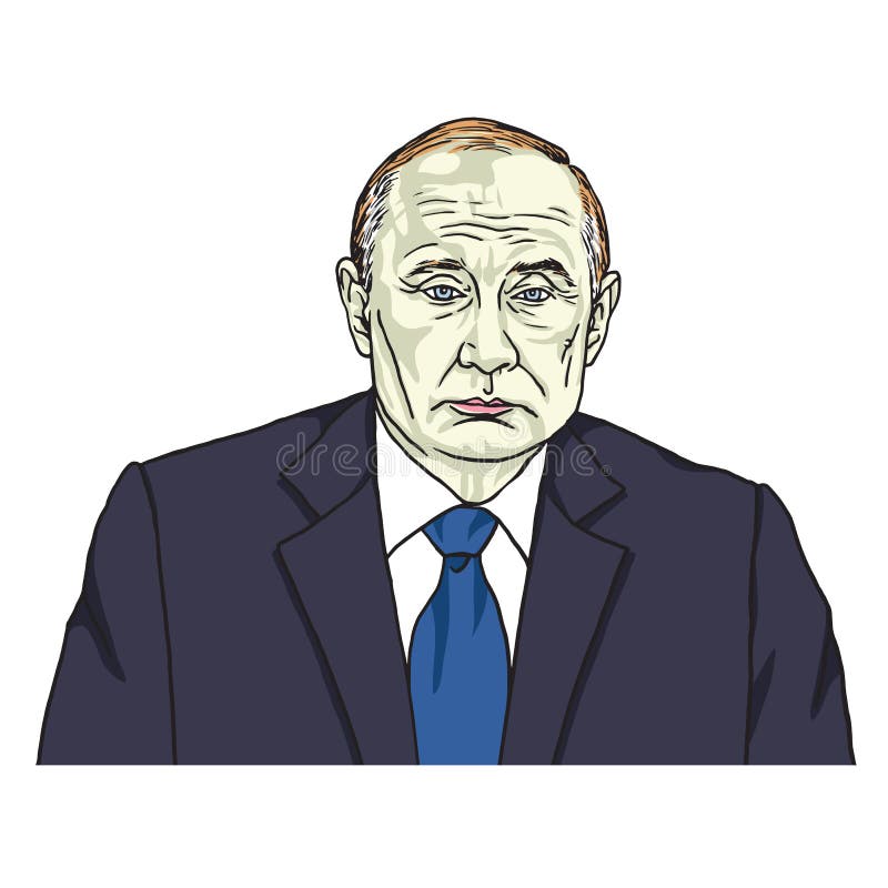 Vladimir Putin. the President of Russia. Cartoon Vector Portrait ...