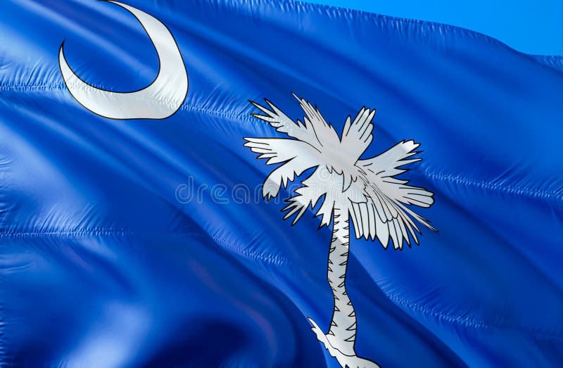 Vlag de Zuid- van Carolina 3D het Golven de V.S. de vlagontwerp van de staat Het nationale symbool van de V.S. van staat de Zuid-