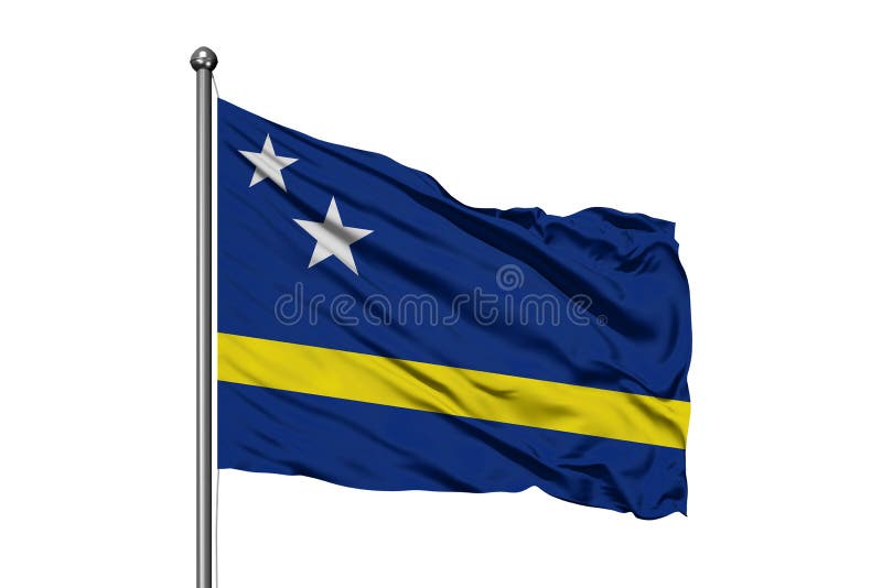 Vlag die van Curacao in de wind, geïsoleerde witte achtergrond golven royalty-vrije stock fotografie Vlag die van Curacao in de wind, geïsoleerde witte achtergrond golven royalty-vrije stock fotografie
