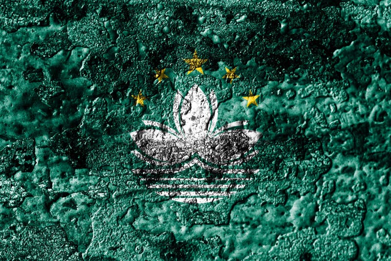 Vlag van de het metaaltextuur van Macao grunge de geroeste, de achtergrond van het roestmetaal stock illustratie Vlag van de het metaaltextuur van Macao grunge de geroeste, de achtergrond van het roestmetaal stock illustratie
