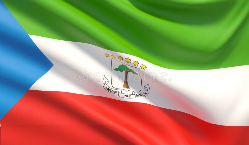 Vlag van Equatoriaal Guinea Gegolfte hoogst gedetailleerde stoffentextuur 3D Illustratie stock foto's Vlag van Equatoriaal Guinea Gegolfte hoogst gedetailleerde stoffentextuur 3D Illustratie stock foto's
