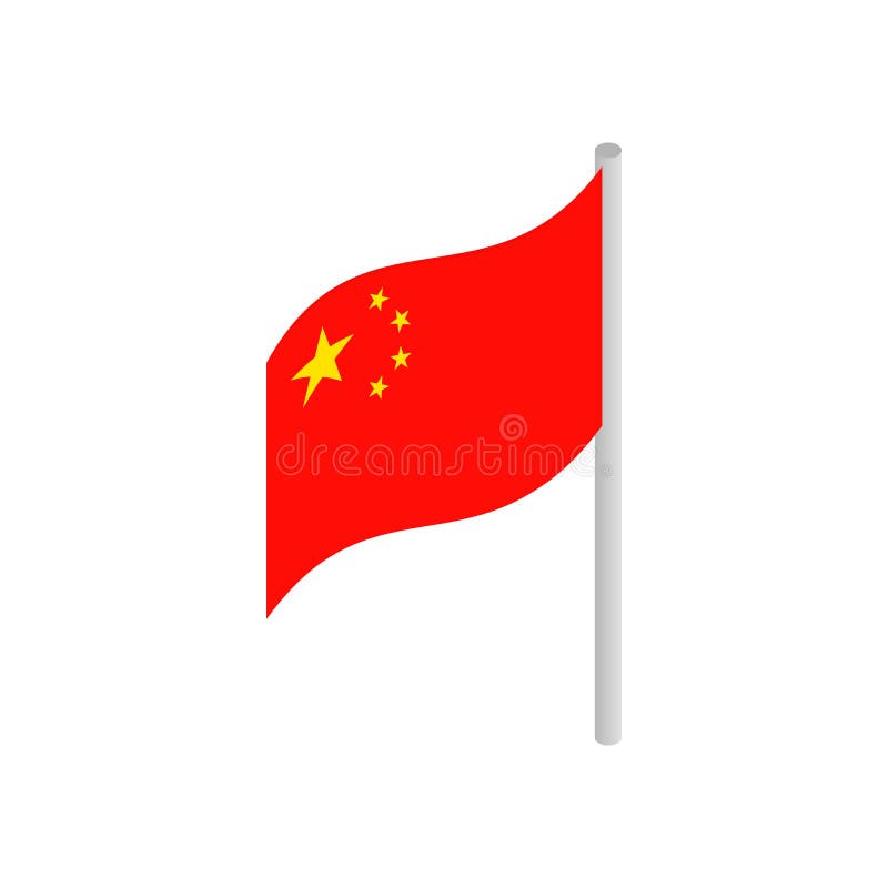 Vlag van het pictogram van China, isometrische 3d stijl vector illustratie Vlag van het pictogram van China, isometrische 3d stijl vector illustratie