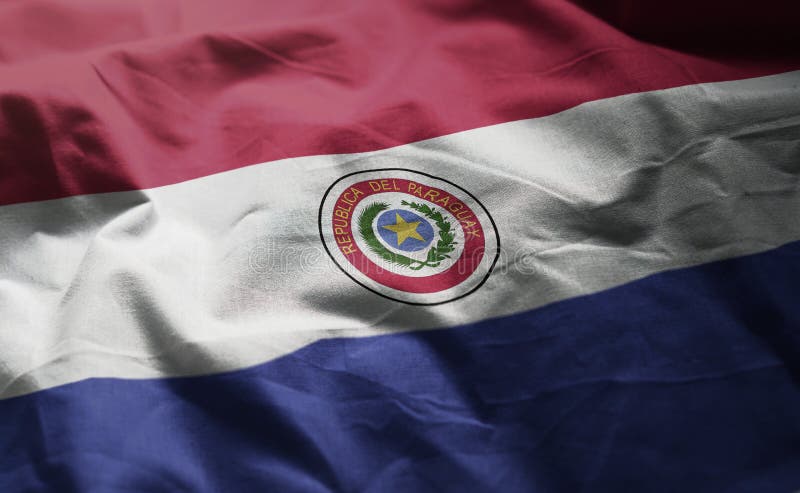 Vlag van Paraguay verfomfaaide dicht omhoog royalty-vrije stock afbeelding Vlag van Paraguay verfomfaaide dicht omhoog royalty-vrije stock afbeelding