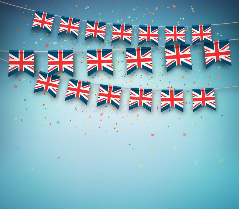 Vlaggen van Groot-Brittannië, het Verenigd Koninkrijk Slinger met Britse banners vector illustratie Vlaggen van Groot-Brittannië, het Verenigd Koninkrijk Slinger met Britse banners vector illustratie