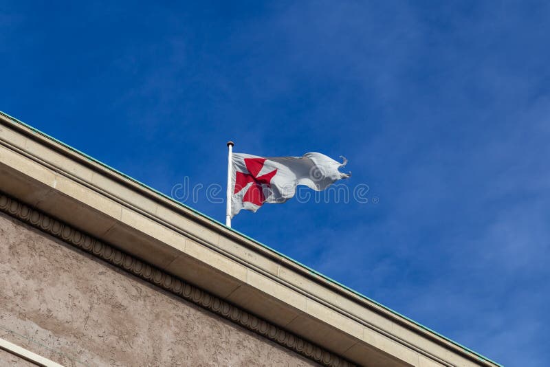 Vlaggestok op de Zaal van Vrijmetselaars in Kopenhagen, Denemarken
