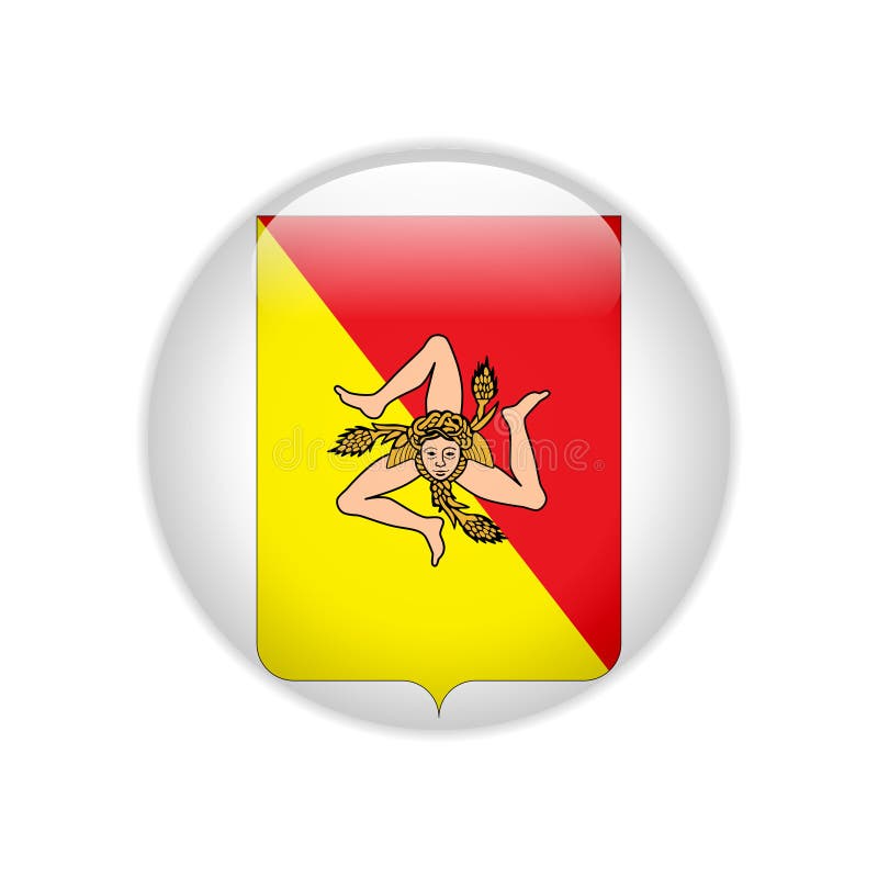 Vlagwapenschild van Sicilië op knoop stock illustratie Vlagwapenschild van Sicilië op knoop stock illustratie