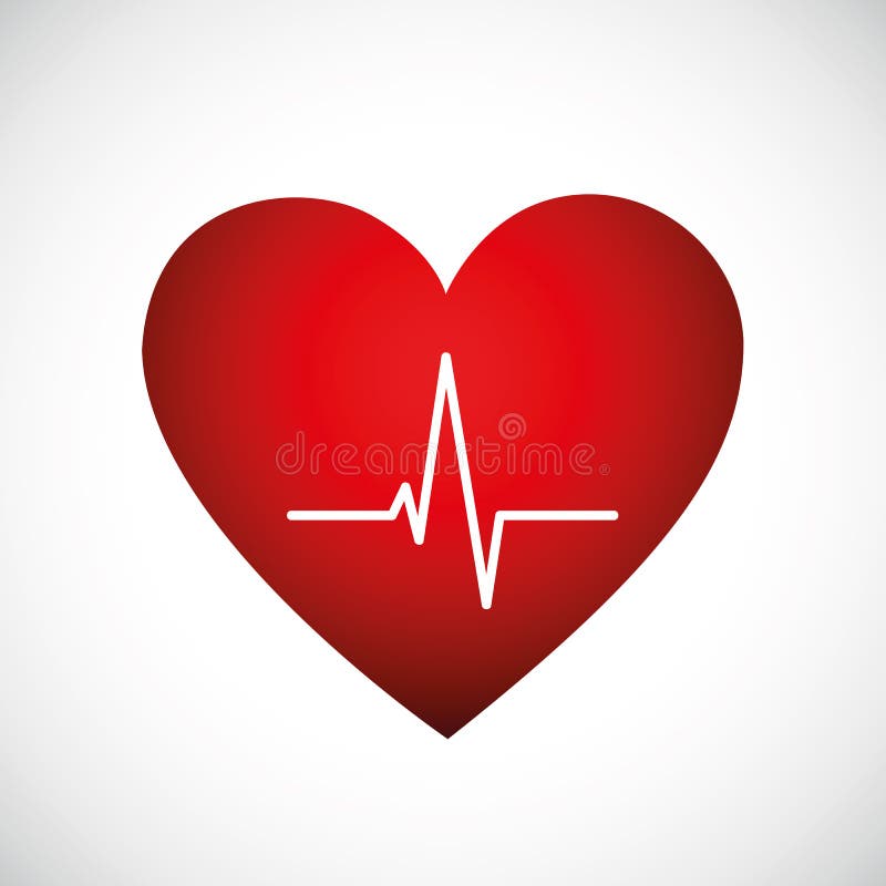 Vlak de lijnencardiogram van de geneeskundehartslag binnen een rood hartpictogram vector illustratie Vlak de lijnencardiogram van de geneeskundehartslag binnen een rood hartpictogram vector illustratie